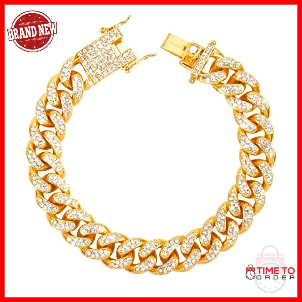 18K Gold Plated Cuban Link Chain Set 12/14/20mm Necklace Bracelet - Picture 3 of 7